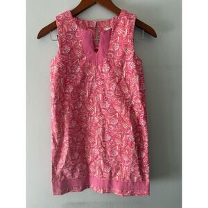 Girls Vineyard Vines Seashell‎ Print Shift Dress Size 10 Pink Coral